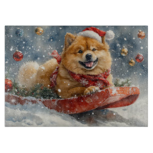 Chow Chow Hund in Sledge Låt det snöa jul
