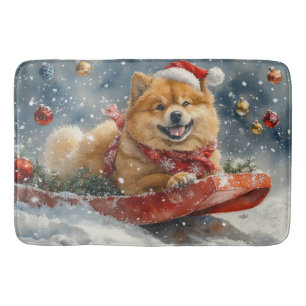 Chow Chow Hund in Sledge Låt det snöa jul Badrumsmatta