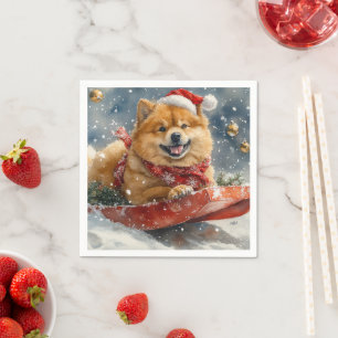 Chow Chow Hund in Sledge Låt det snöa jul Pappersservett