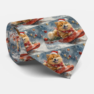 Chow Chow Hund in Sledge Låt det snöa jul Slips