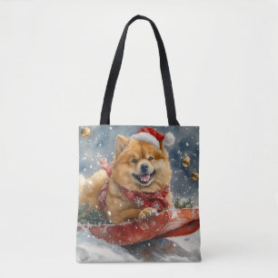 Chow Chow Hund in Sledge Låt det snöa jul Tygkasse
