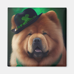 Chow Chow Hund in St. Patrick Day Dress Magnet