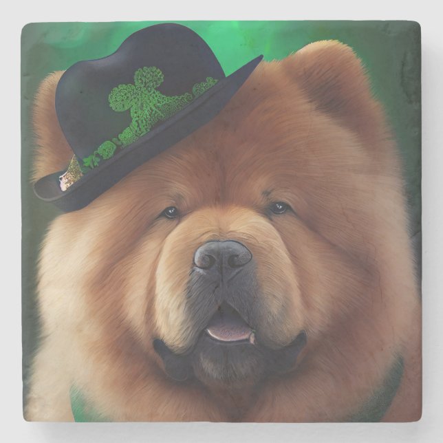 Chow Chow Hund in St. Patrick Day Dress Stenunderlägg (Framsidan)