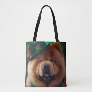 Chow Chow Hund in St. Patrick Day Dress Tygkasse