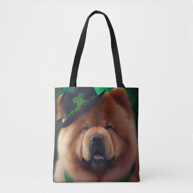 Chow Chow Hund in St. Patrick Day Dress Tygkasse (Framsida)