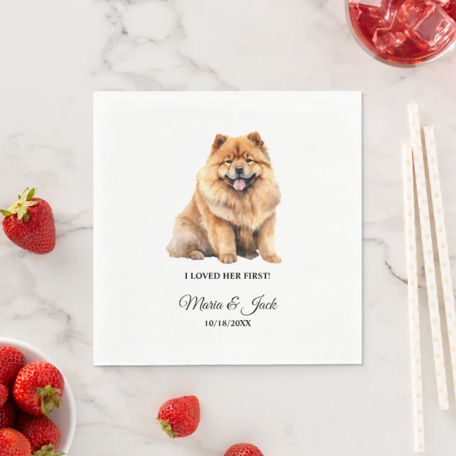 Chow Chow Hund Jag älskade henne först bröllop Pappersservett (Insitu)