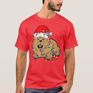 Chow Chow Hund juljul Ljus Santa Hat Julafton T Shirt