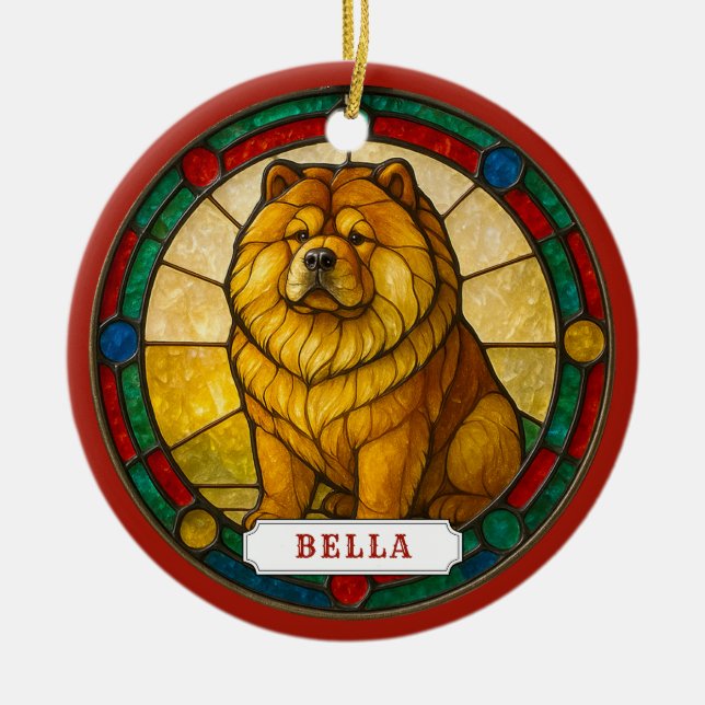Chow Chow Hund Keramisk Cirkulär Ornament (Framsidan)