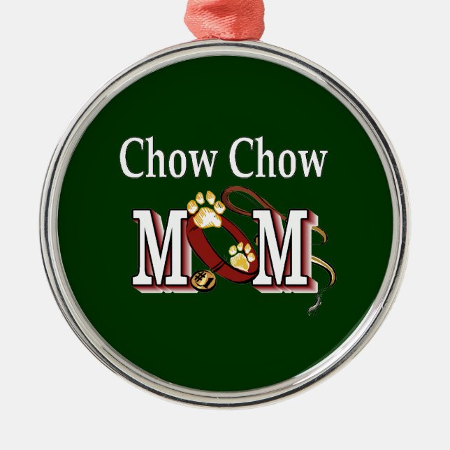 Chow Chow Hund Mamma Julgransprydnad Metall (Framsidan)