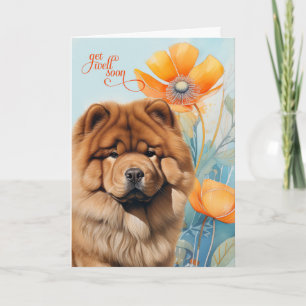 Chow Chow Hund Orange Vallmo Blommar God Jul Kort