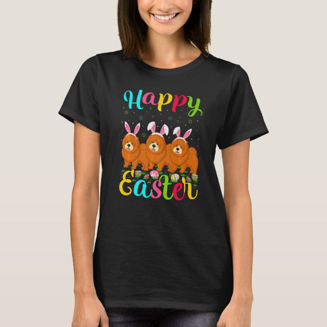 Chow Chow Hund Påskägg Bunny Chow Chow Lycklig Ea T Shirt (Framsida)