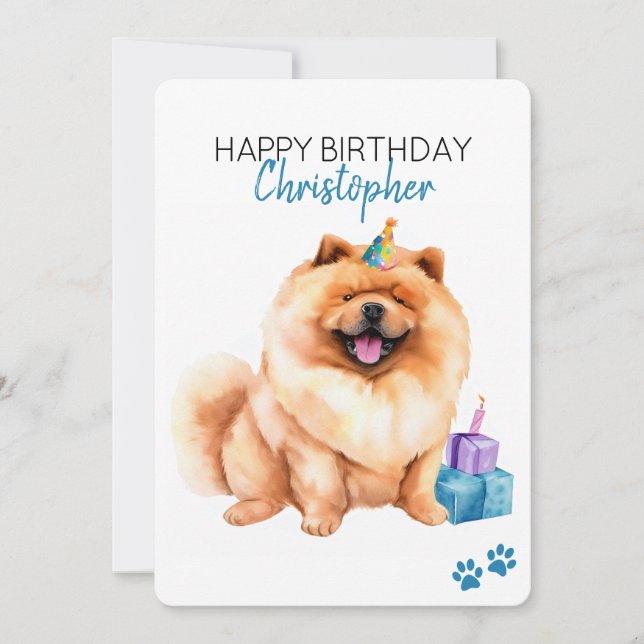 Chow Chow Hund Personlig Grattis på födelsedagen F Kort (Framsida)