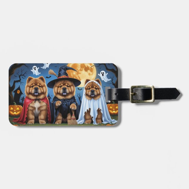 Chow Chow Hund Pumpkin Halloween Funny Bagagebricka (Horisontell Framsida)