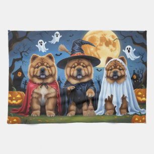 Chow Chow Hund Pumpkin Halloween Funny Kökshandduk