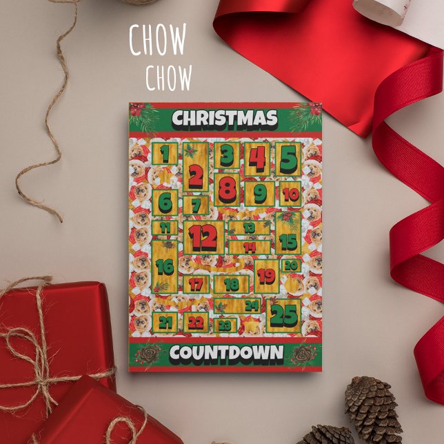 Chow Chow Hund Räkna Ner Jul Adventskalender Julkort (Skapare uppladdad)