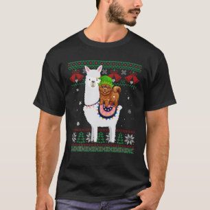 Chow Chow Hund Riding Llama Funny Ugly God jul T Shirt