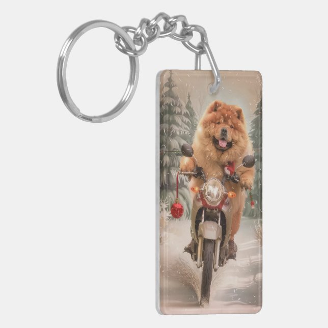 Chow Chow Hund Riding Motorcykel jul (Vänstra Framsidan)