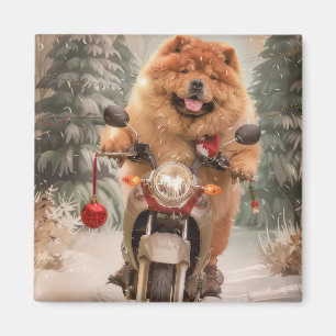 Chow Chow Hund Riding Motorcykel jul Magnet
