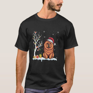 Chow Chow Hund Santa Hat Festive Träd Light Christ T Shirt