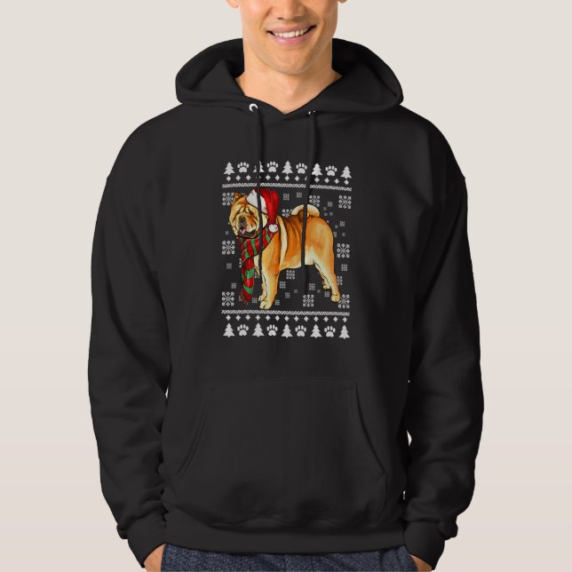 Chow Chow Hund Santa Hat Julafton God jul Hoodie (Framsida)