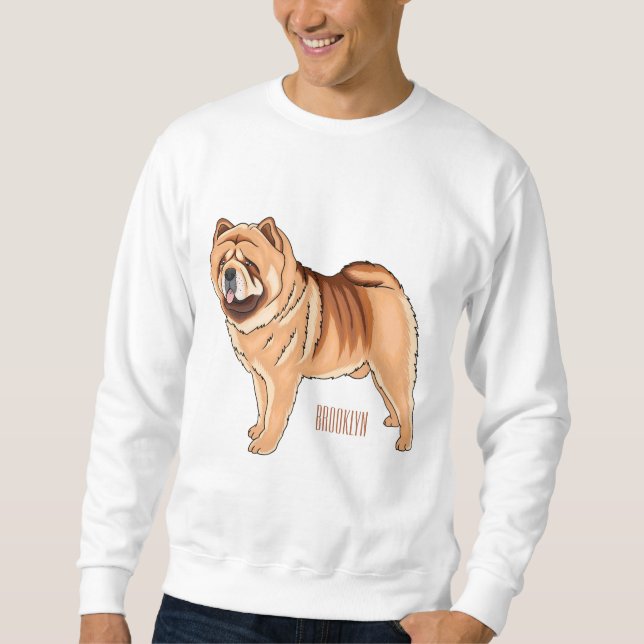 Chow Chow hund serieillustration Lång Ärmad Tröja (Framsida)