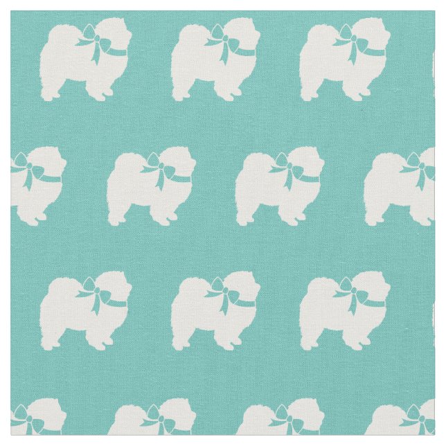 Chow Chow Hund Silhouette Pet Teal Tyg (Närbild)