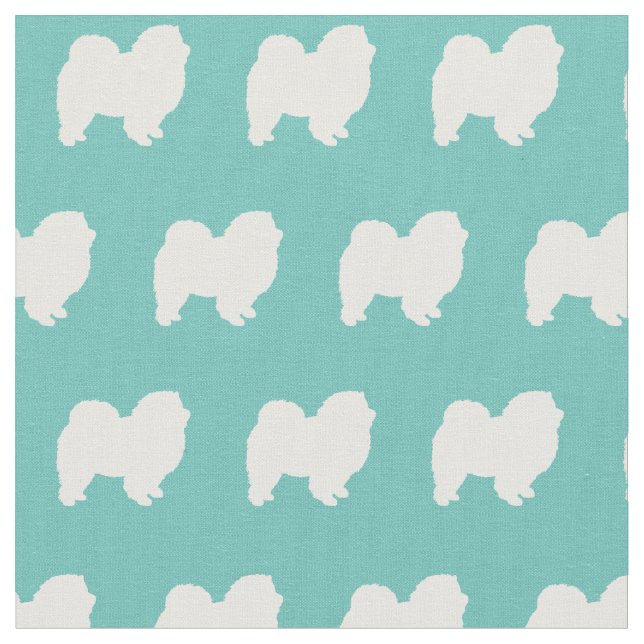 Chow Chow Hund Silhouette Pet Teal Tyg (Närbild)