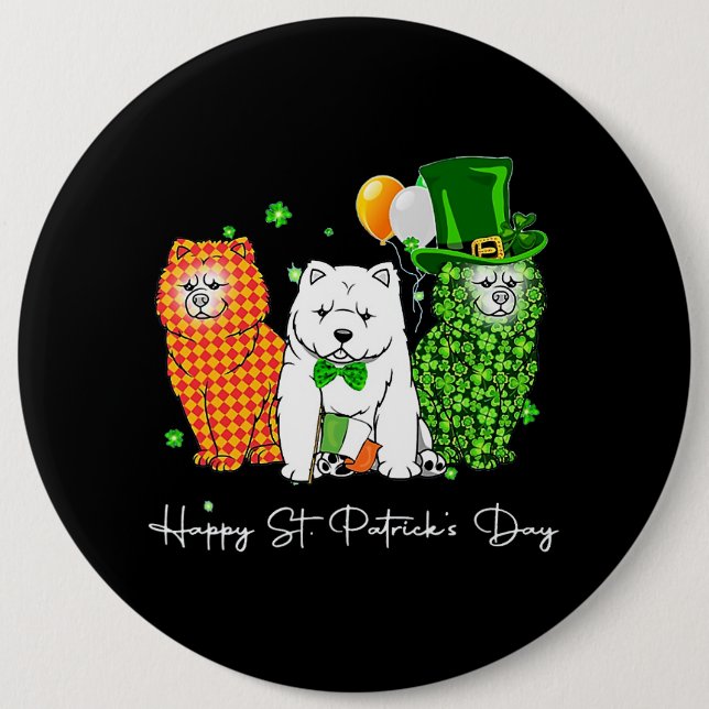 Chow Chow Hund St. Patricks Day Cute Shamrock 226 Knapp (Framsida)