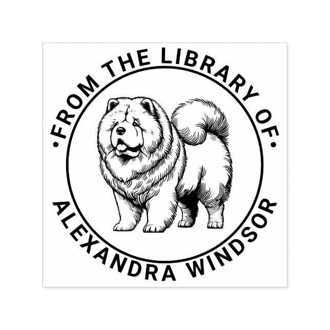 Chow Chow Hund Stående Bibliotek Boknamn Självfärgande Stämpel (Design)
