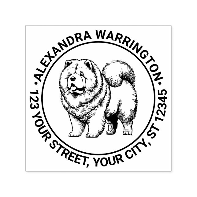 Chow Chow Hund Ständiga Namn Returadress Självfärgande Stämpel (Design)