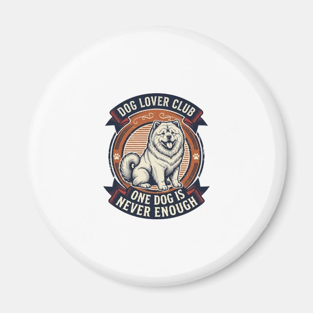 Chow Chow Hund Tröja En Hund Är Aldrig Nog Retro  Magnet (Framsidan)