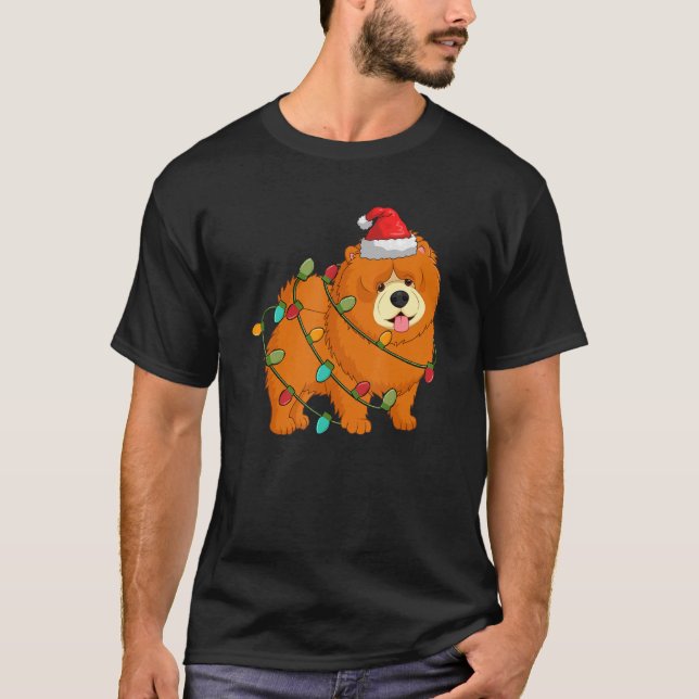 Chow Chow Hund Ugly God Jul Sweater Julafton Träd  T Shirt (Framsida)