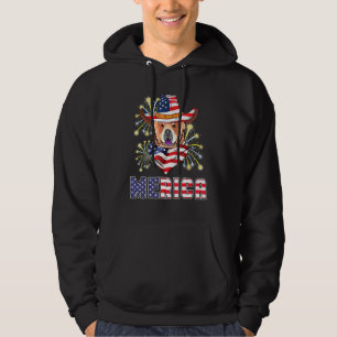 Chow Chow Hund US Flagga Hat Fireworks Merica 4:e Hoodie