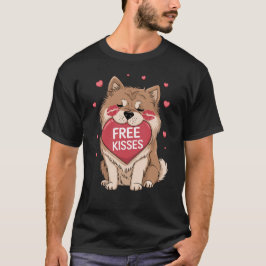 Chow Chow Hund Valentines day Free Kisses T Shirt