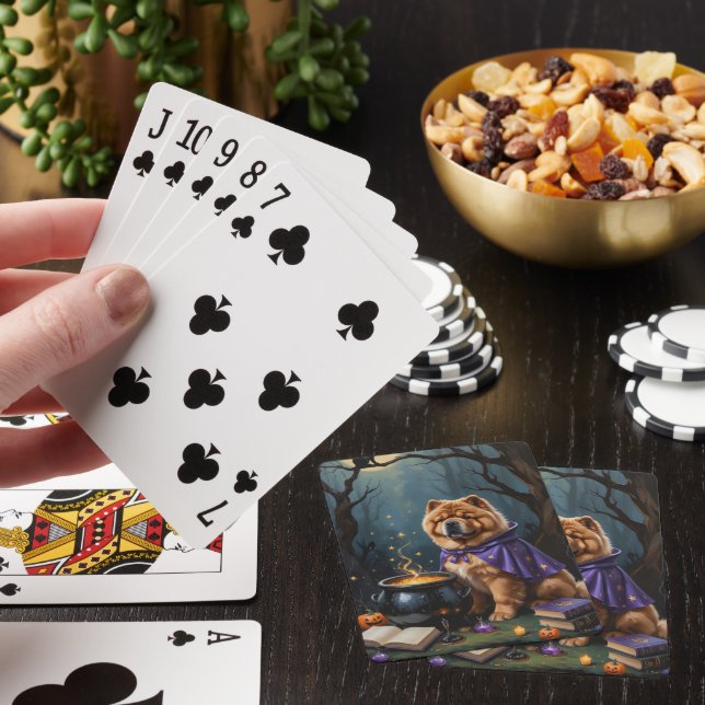Chow Chow Hund Whimsical Halloween-målning Casinokort (På plats)