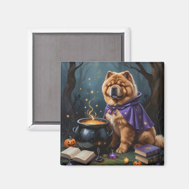 Chow Chow Hund Whimsical Halloween-målning Magnet (Front/Back)