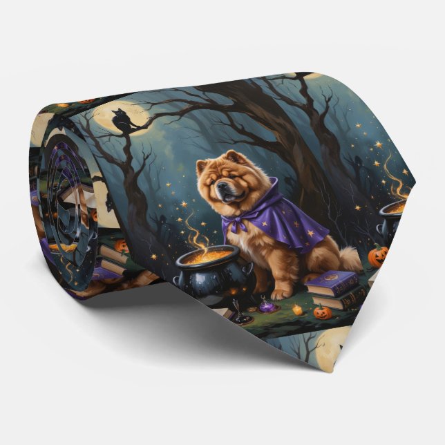 Chow Chow Hund Whimsical Halloween-målning Slips (Rullad)
