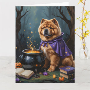 Chow Chow Hund Whimsical Halloween Painting Kort