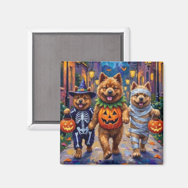 Chow Chow Hundar Busar eller Bjuder Halloween Kost Magnet (Front/Back)