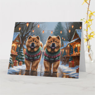 Chow Chow Hundar jul Snö Helgdag Kort