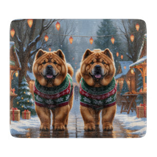 Chow Chow Hundar Jul Snö Högtid