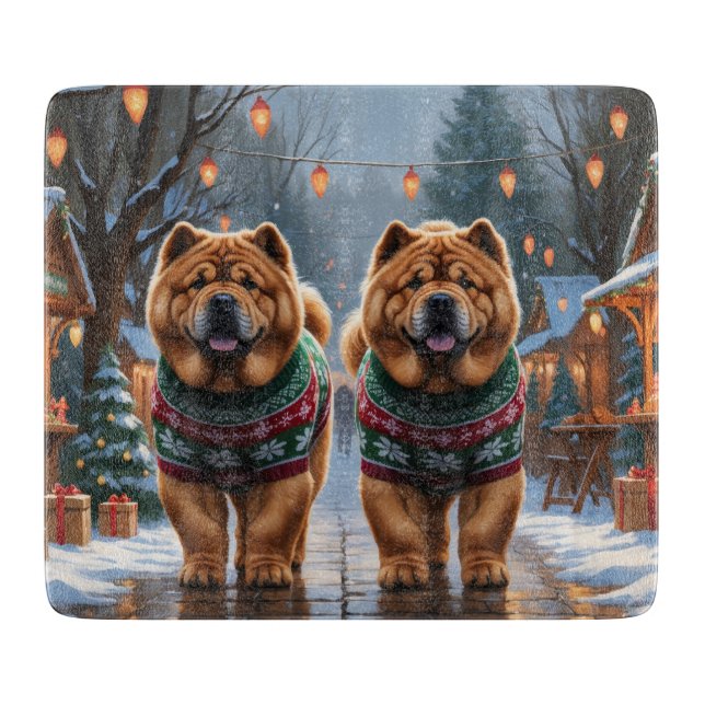 Chow Chow Hundar Jul Snö Högtid  (Framsidan)