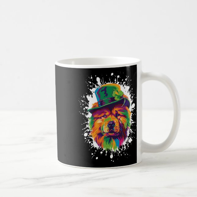 Chow Chow Hundhuvud Irländsk Rolig St Patricks Day Kaffemugg (Höger)