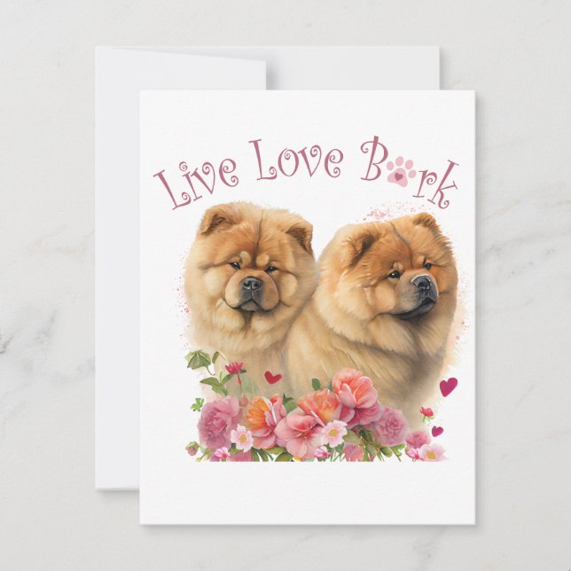 Chow Chow Hundmamma Blommig Anteckningskort (Framsida)