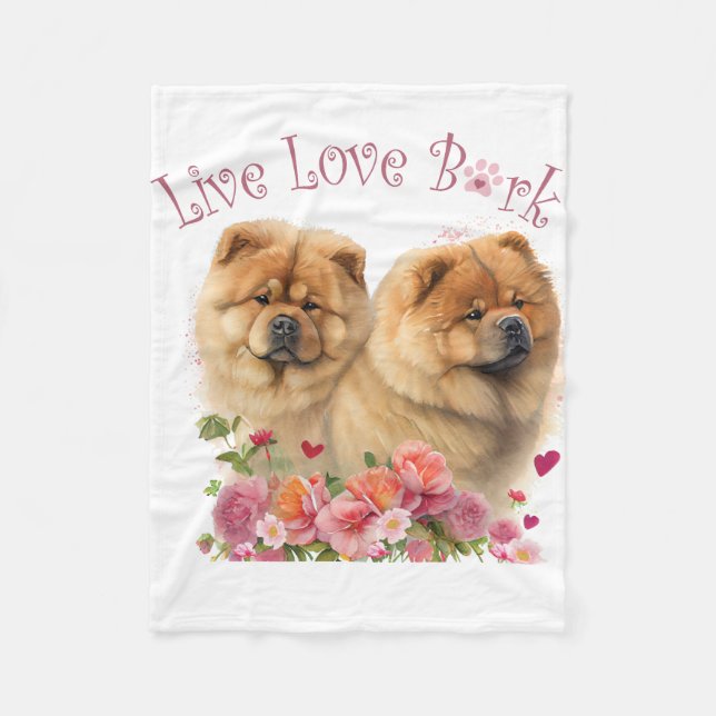 Chow Chow Hundmamma Blommig Fleecefilt (Framsidan)
