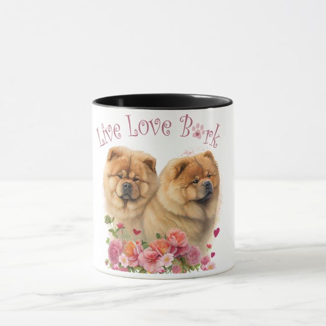 Chow Chow Hundmamma Blommig Mugg (Center)