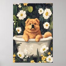 Chow Chow i badkar Affisch, Rolig hund Affisch