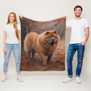 Chow Chow i Höst löv Fall Inspire Fleecefilt