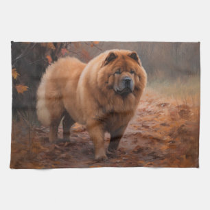 Chow Chow i Höst löv Fall Inspire Kökshandduk