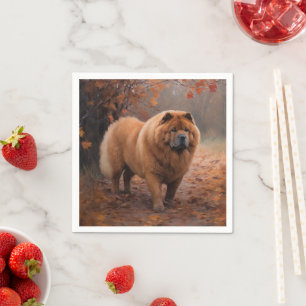 Chow Chow i höstlöv Fall Inspirerar Pappersservett